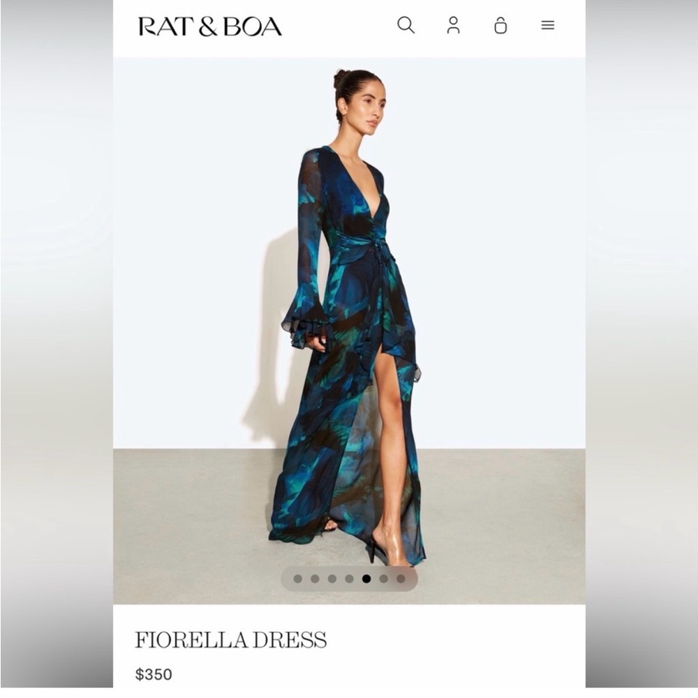Rat & Boa Fiorella Midnight Blue and Emerald Long Sleeve Dress - Picture 2 of 11